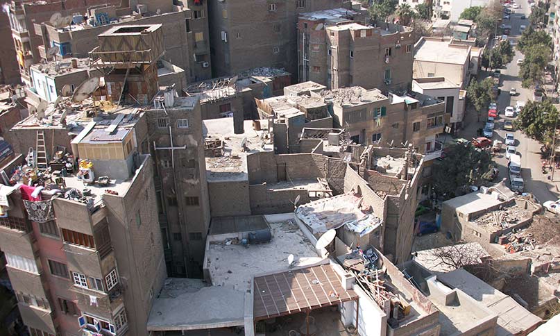 Blick aus einem Hotelzimmer in Kairo